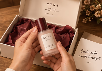 Konten unboxing produk RONA